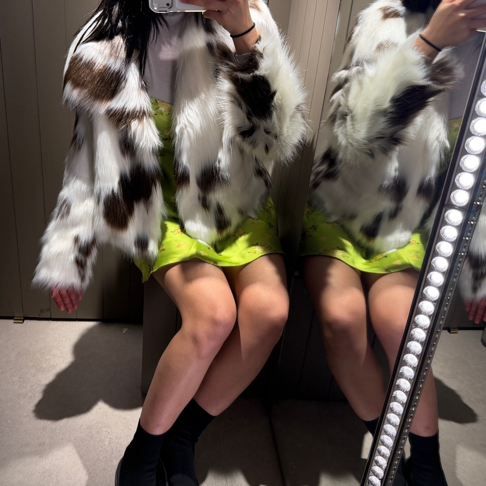 Zara Faux Fur Cow-Print Jacket LIMITED EDITION NWT 2212/245 Size M